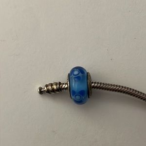 Pandora Murano Glass Bead blue flower charm